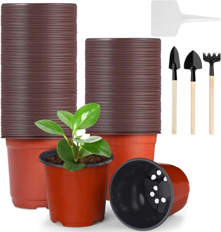 Seasboes 50Piezas Macetas para Plantas de Interior (15CM), Plástico Planta Macetas, Plantas de Guardería Macetas para Interior y Exterior con 10 Etiquetas Plantas 3 Aparatos de jardinería