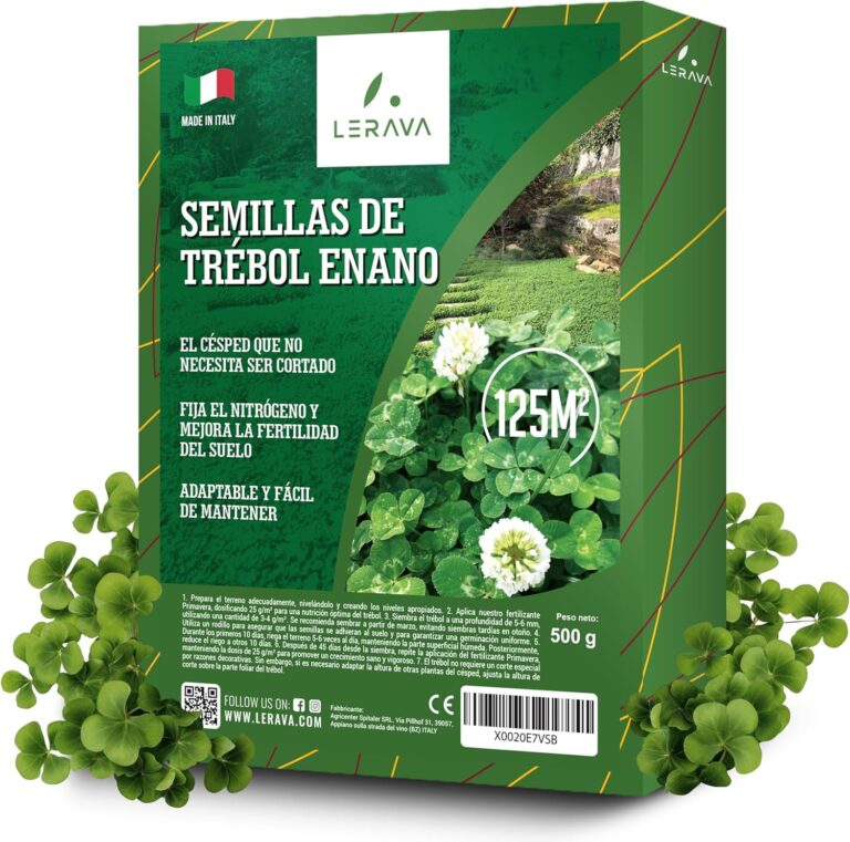 LERAVA® Semillas Trebol Blanco Enano [500g] Fija el Nitrógeno, Mejora la Fertilidad del Suelo Ideal para Césped y Jardines Siembra Fácil, Floración Blanca, Resistente a la Sombra Moderada